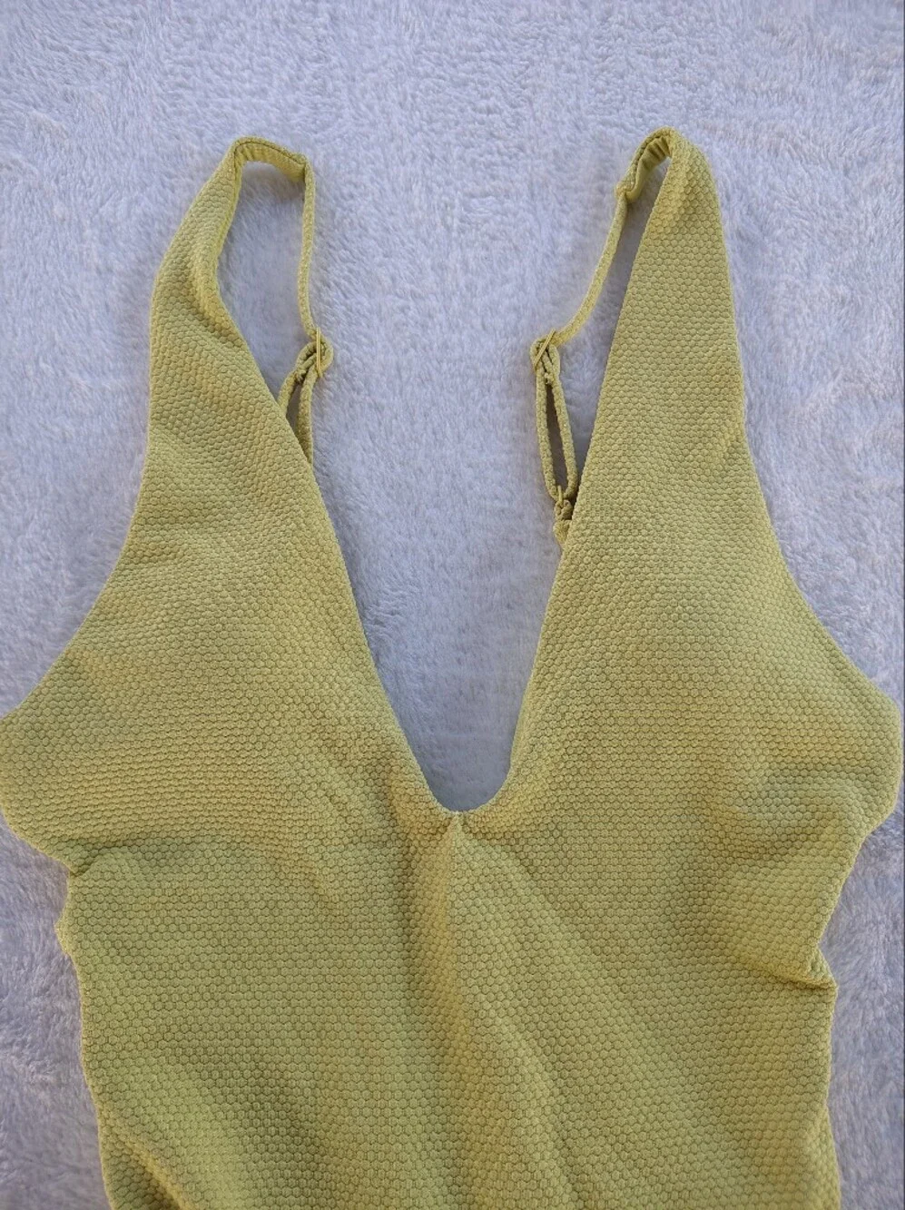aerie Textured One-Piece Swimsuit in Light Olive Green